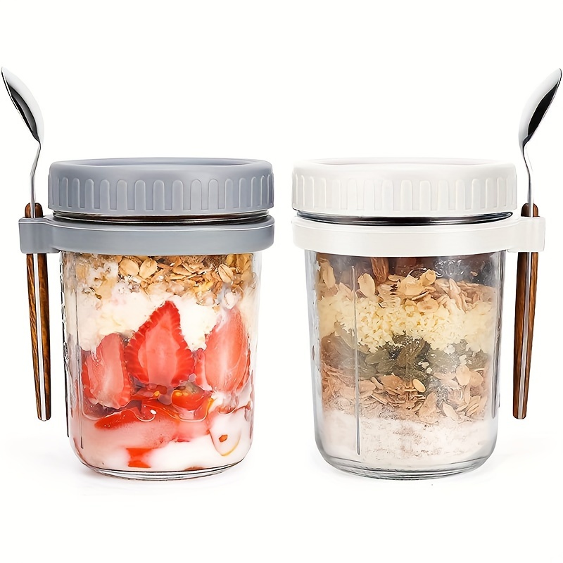 Food Storage Glass - 1pc/2pcs Glass Oatmeal Cup, Overnight Oats
