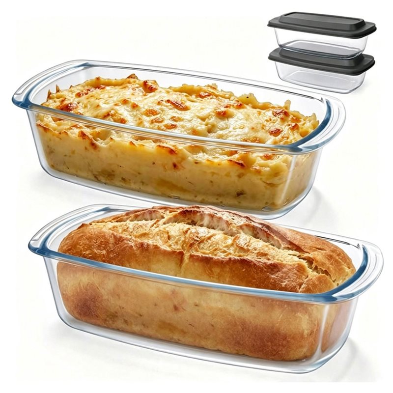 Food Storage Glass Containers Large - AA77 Glass Loaf Pan 7.6 Cups/1800