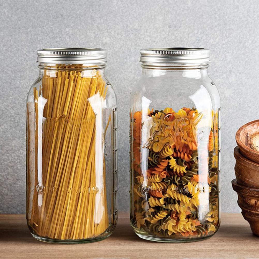 Food Storage Glass Containers Large - 2000ML Wide Mouth Mason Glass Jar,