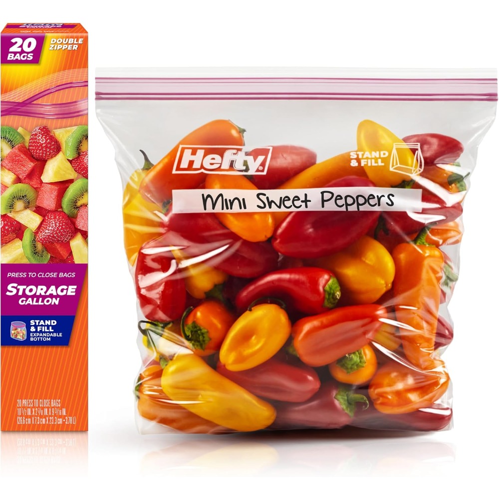 Food Storage With Lock - Press to Close Plastic Bags Gallon