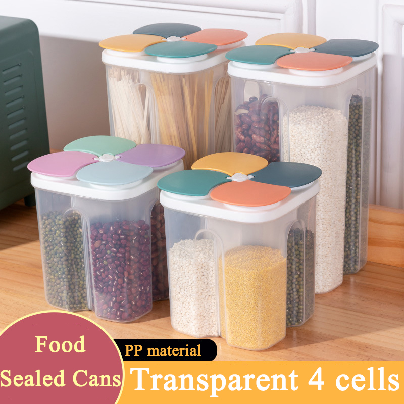 Food Storage Jar Set - Kitchen Cereals Storage Box Plastic 4