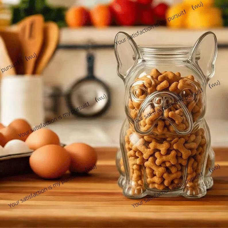 Food Storage Glass Containers Large - Dog Handling Container Bulldog Shape Glass