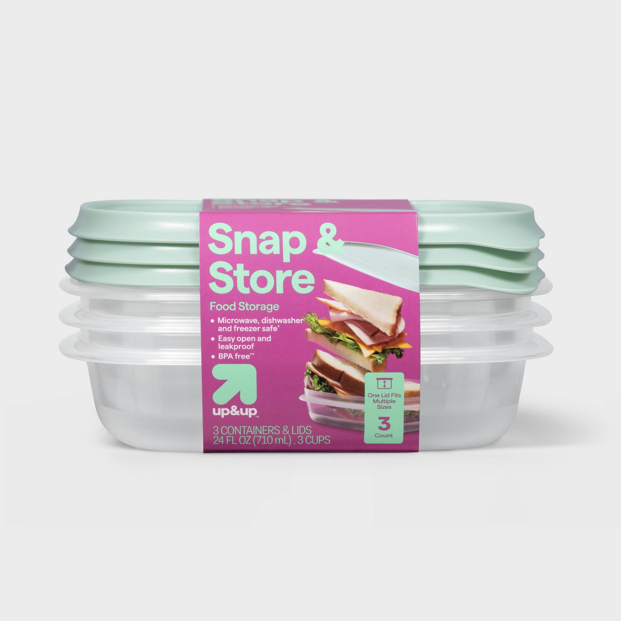 Food Storage Square Containers - 3ct Square Food Storage Containers With