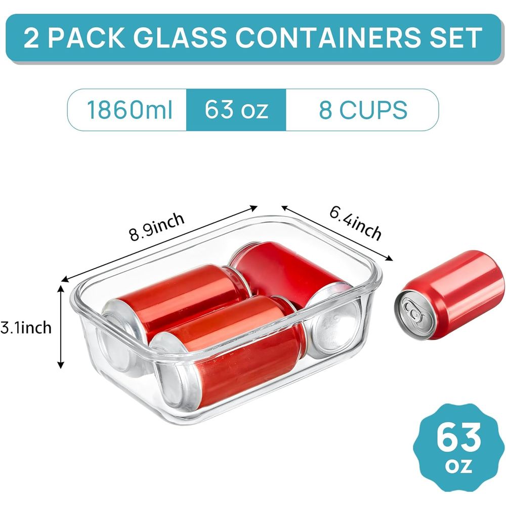 1860ml/63oz Large Glass Storag - огляд і ціна Food Storage Glass Containers Large