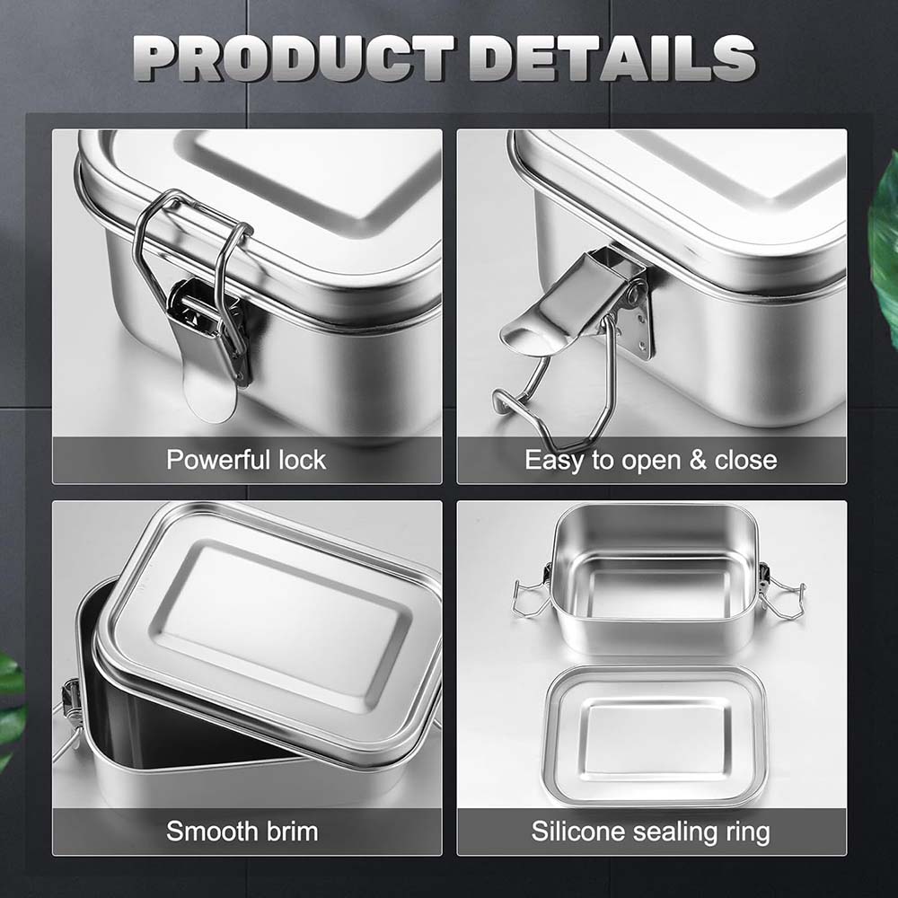 4Pcs Stainless Steel Bento Box - огляд і ціна Food Storage Lock Box