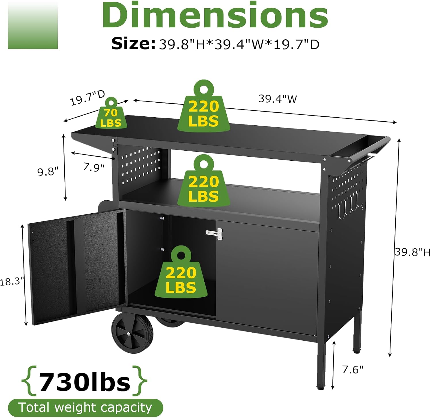 Outdoor Grill Cart Table With  - огляд і ціна Food Storage For Room