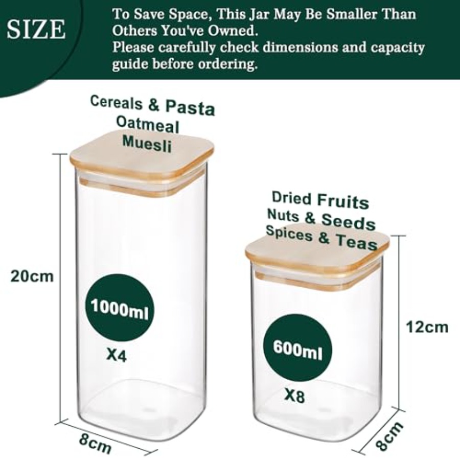 12-Pack Square Glass Storage J - огляд і ціна Food Storage Containers Glass