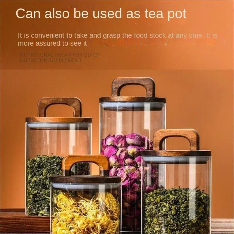 800-2100ml Wood Lid Glass Jar  - огляд і ціна Food Storage Glass Containers Large