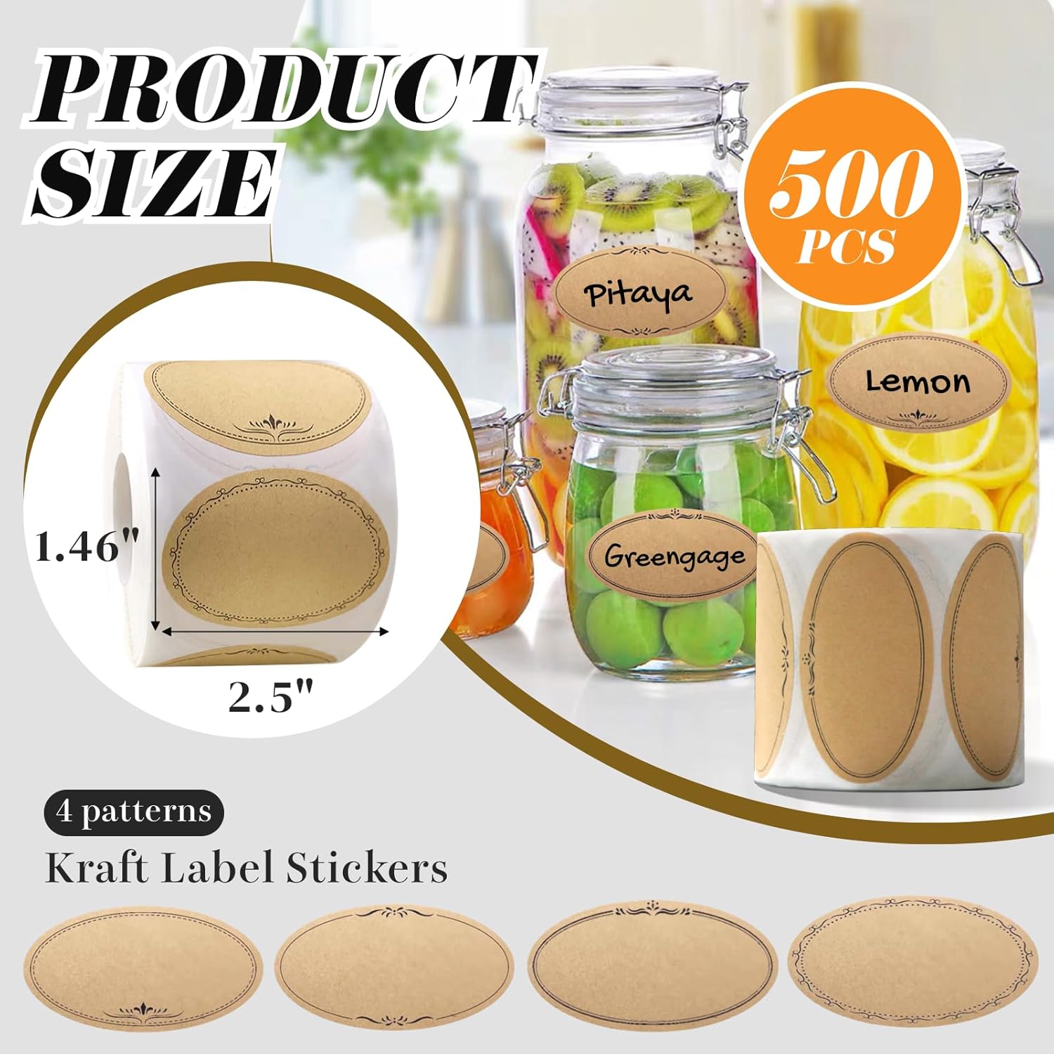 500 Pcs Mason Jar Labels 2.5 I - огляд і ціна Food Storage Jar Labels