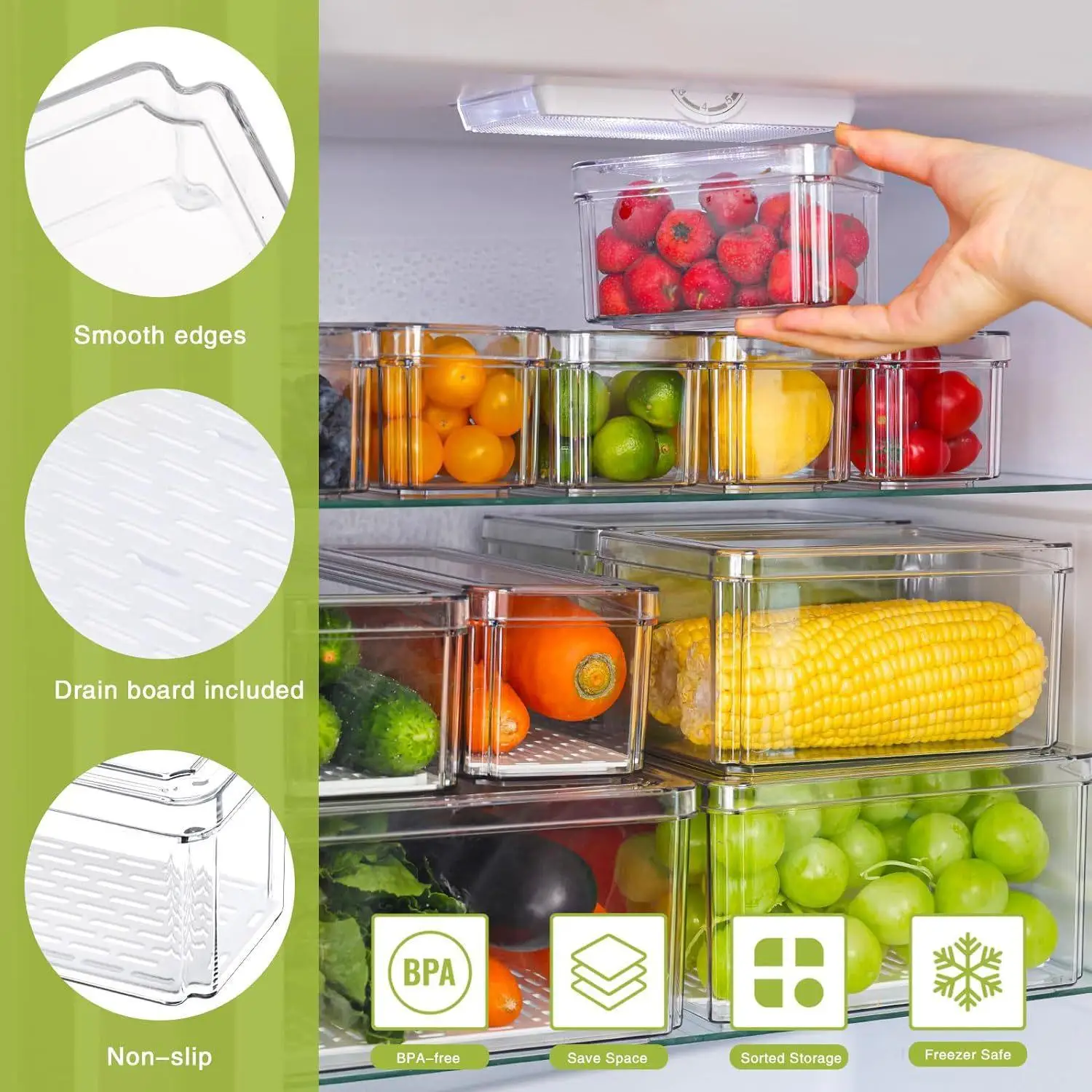 10/14Pcs Clear Fridge Organize - огляд і ціна Food Storage Without Pantry