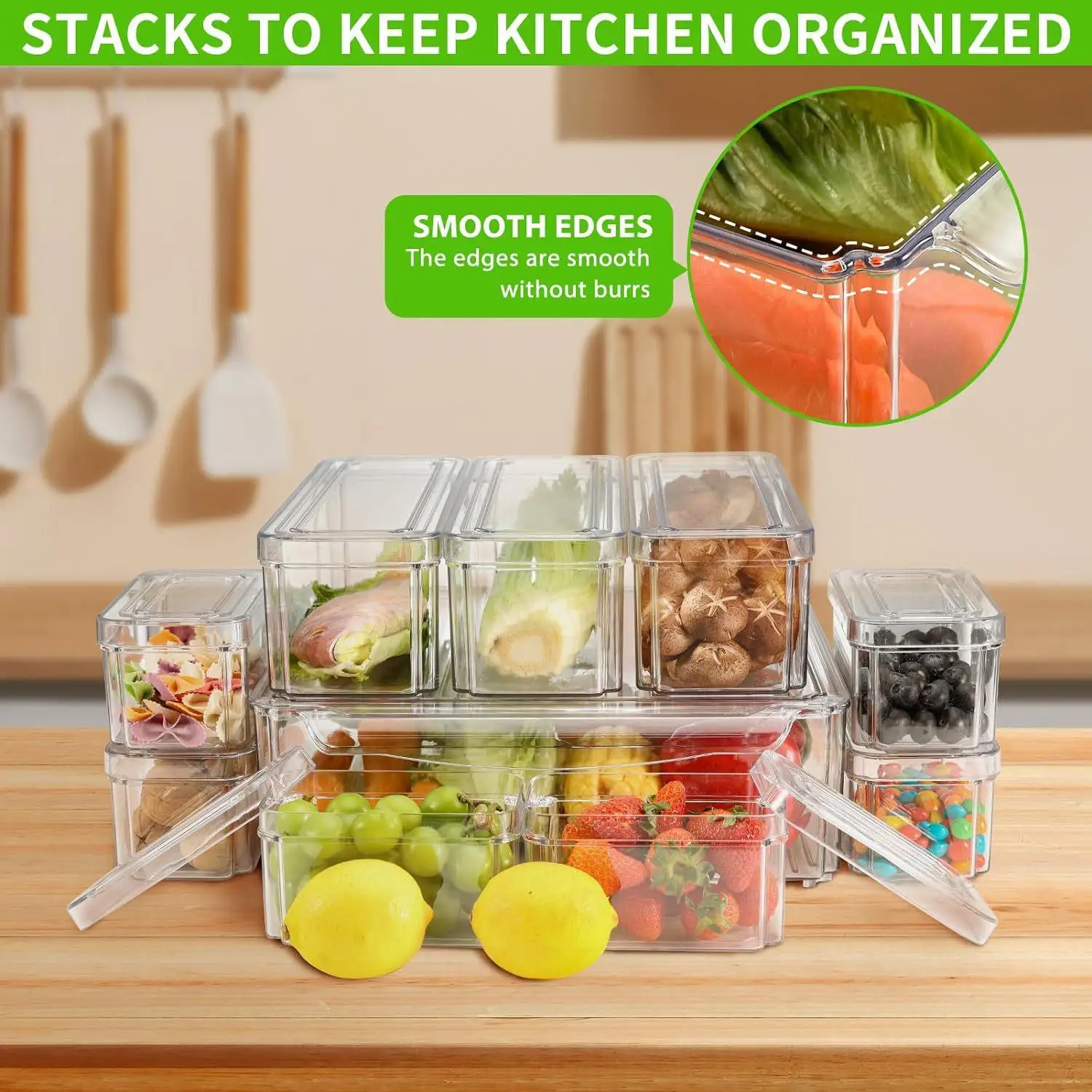 10/14Pcs Clear Fridge Organize - огляд і ціна Food Storage Without Pantry