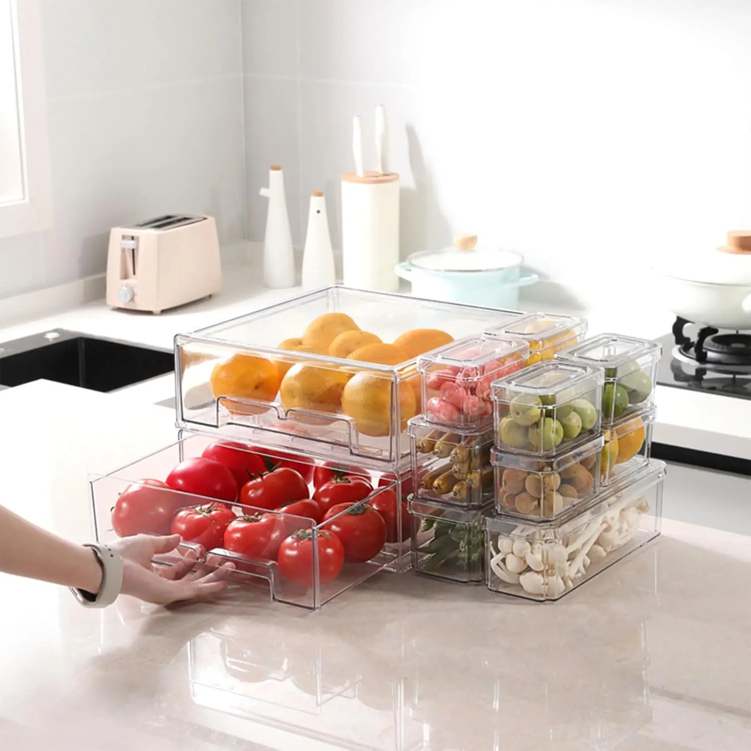 10/14Pcs Clear Fridge Organize - огляд і ціна Food Storage Without Pantry