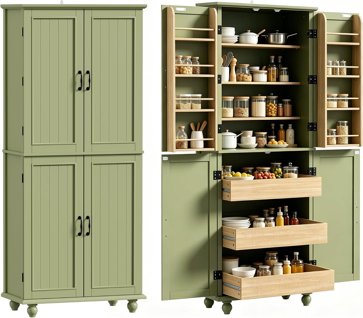 69 Inch Tall Farmhouse Kitchen - огляд і ціна Food Storage Without Pantry