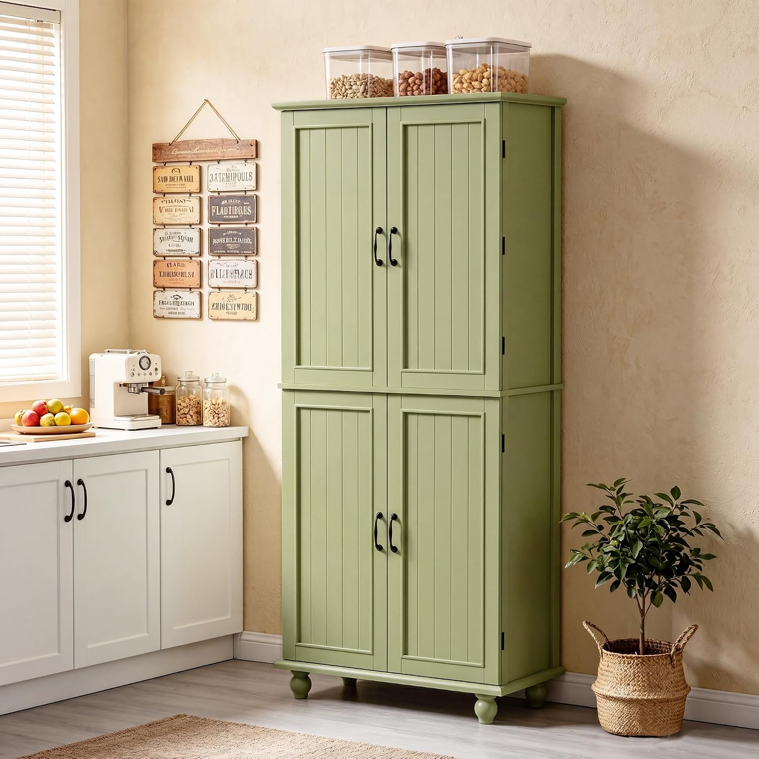 69 Inch Tall Farmhouse Kitchen - огляд і ціна Food Storage Without Pantry