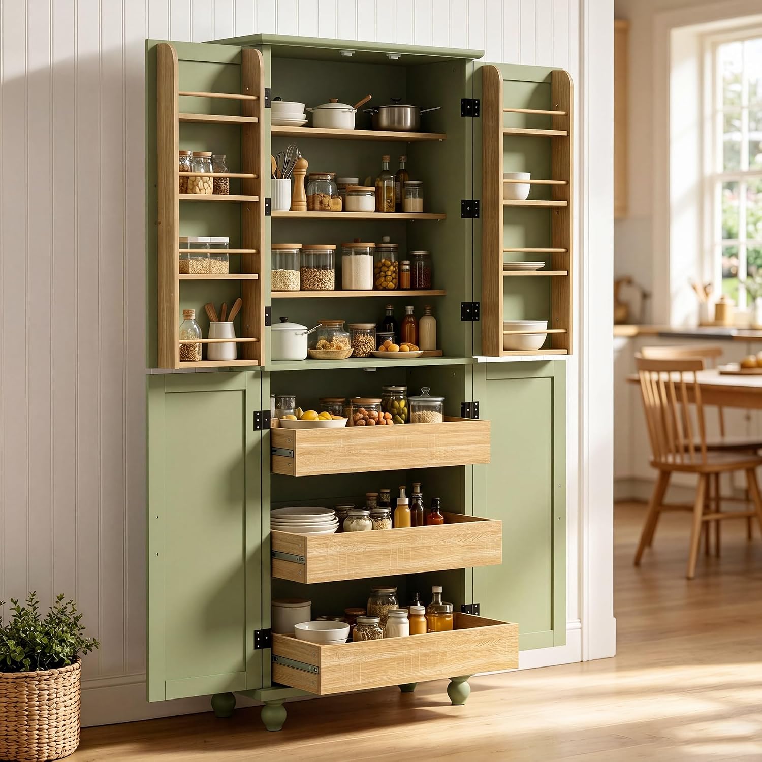 69 Inch Tall Farmhouse Kitchen - огляд і ціна Food Storage Without Pantry