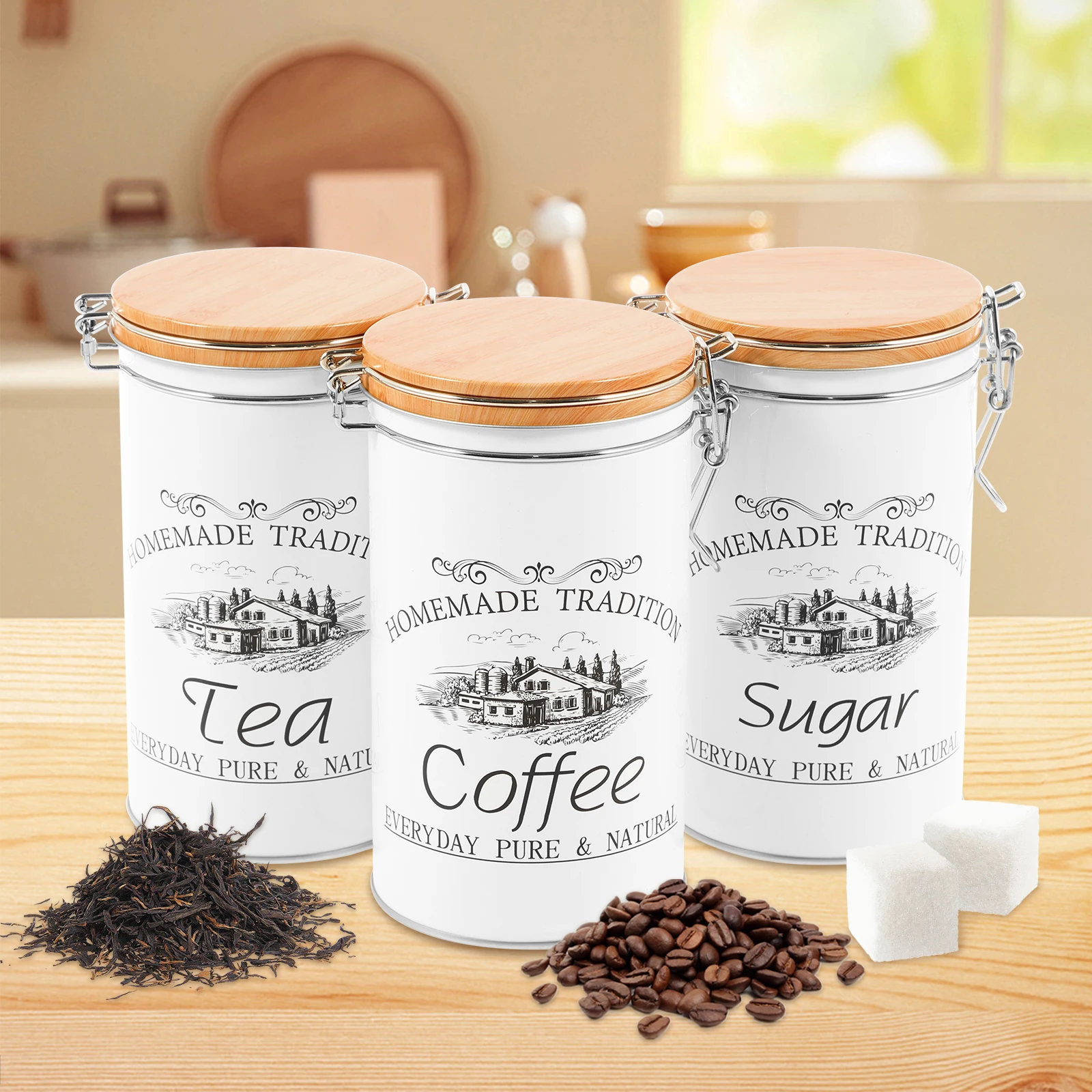 3Pcs/Set Tea Coffee Sugar Cani - огляд і ціна Food Storage Jar Set