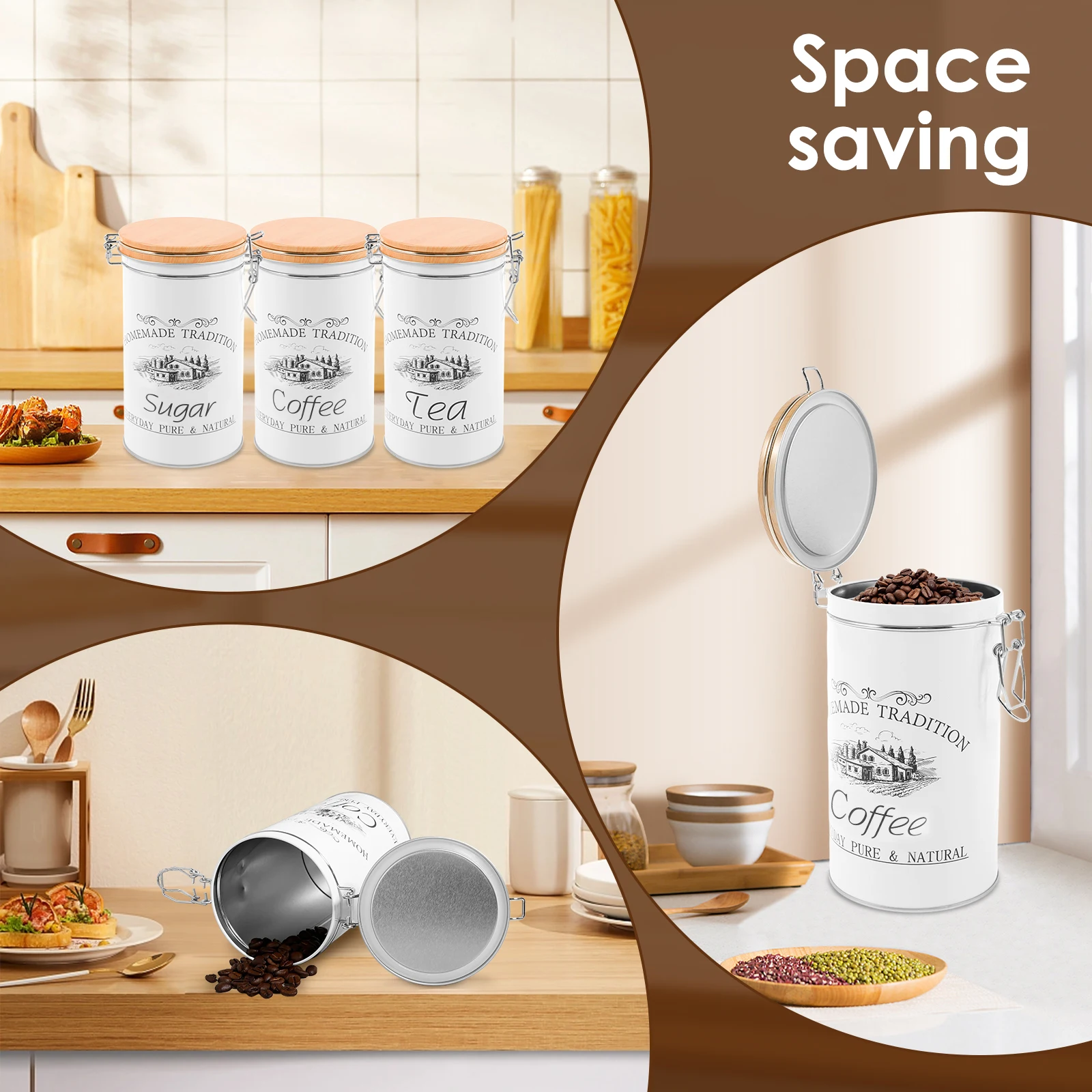 3Pcs/Set Tea Coffee Sugar Cani - огляд і ціна Food Storage Jar Set