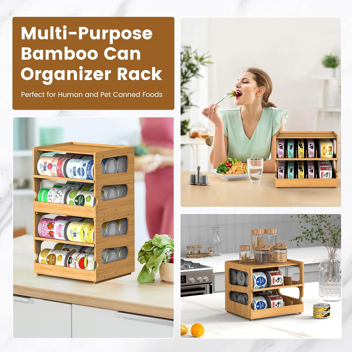 2-Tier Stackable Bamboo Can Or - огляд і ціна Food Storage Without Pantry