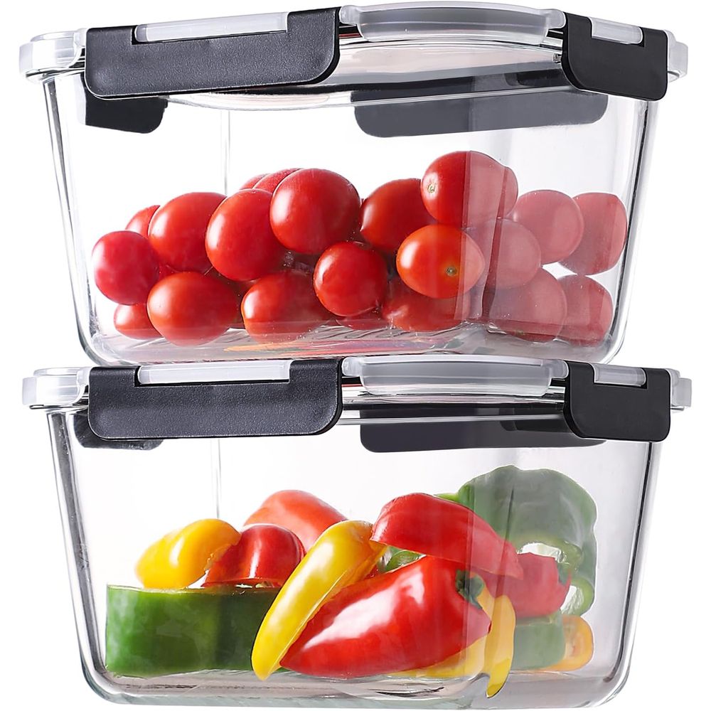4-Piece 63oz Glass Food Storag - огляд і ціна Food Storage Containers Glass
