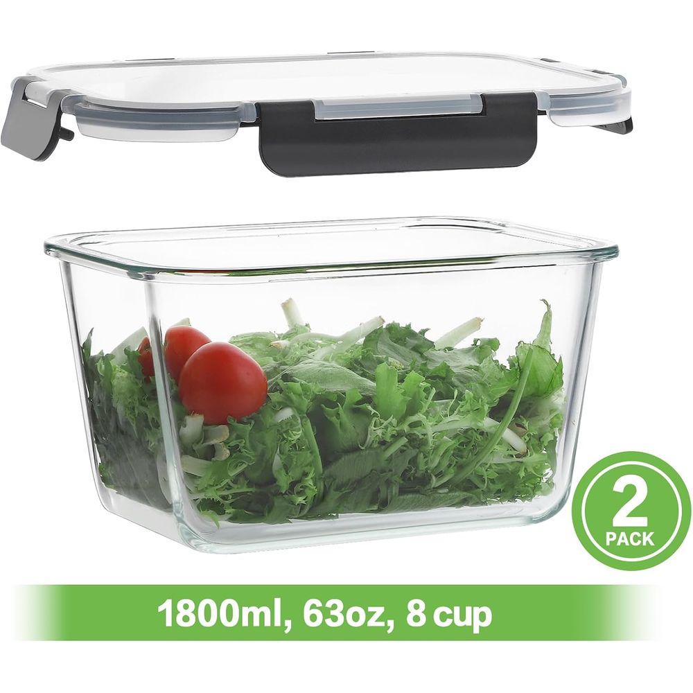 4-Piece 63oz Glass Food Storag - огляд і ціна Food Storage Containers Glass