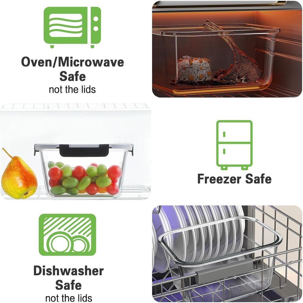 4-Piece 63oz Glass Food Storag - огляд і ціна Food Storage Containers Glass