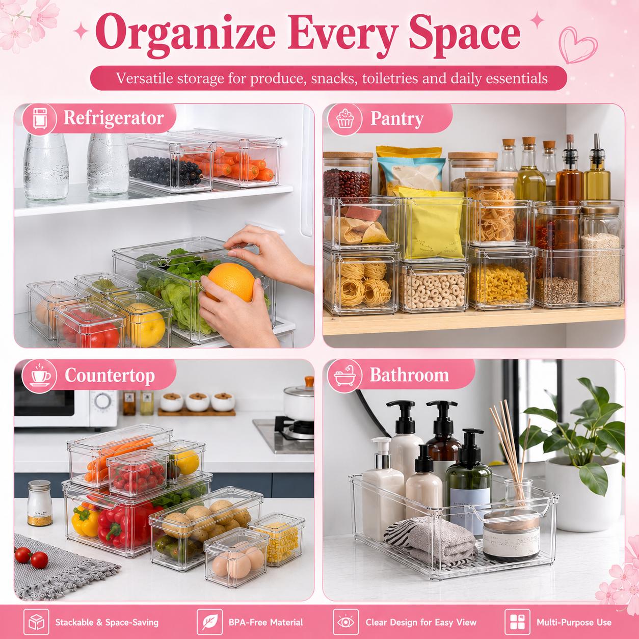 Stackable Refrigerator Organiz - огляд і ціна Food Storage Without Pantry