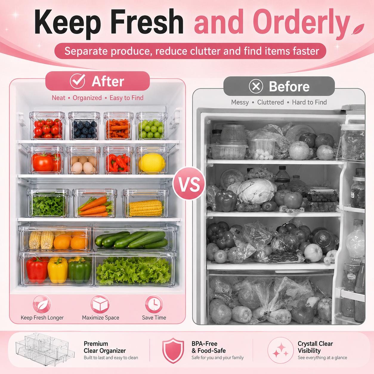 Stackable Refrigerator Organiz - огляд і ціна Food Storage Without Pantry