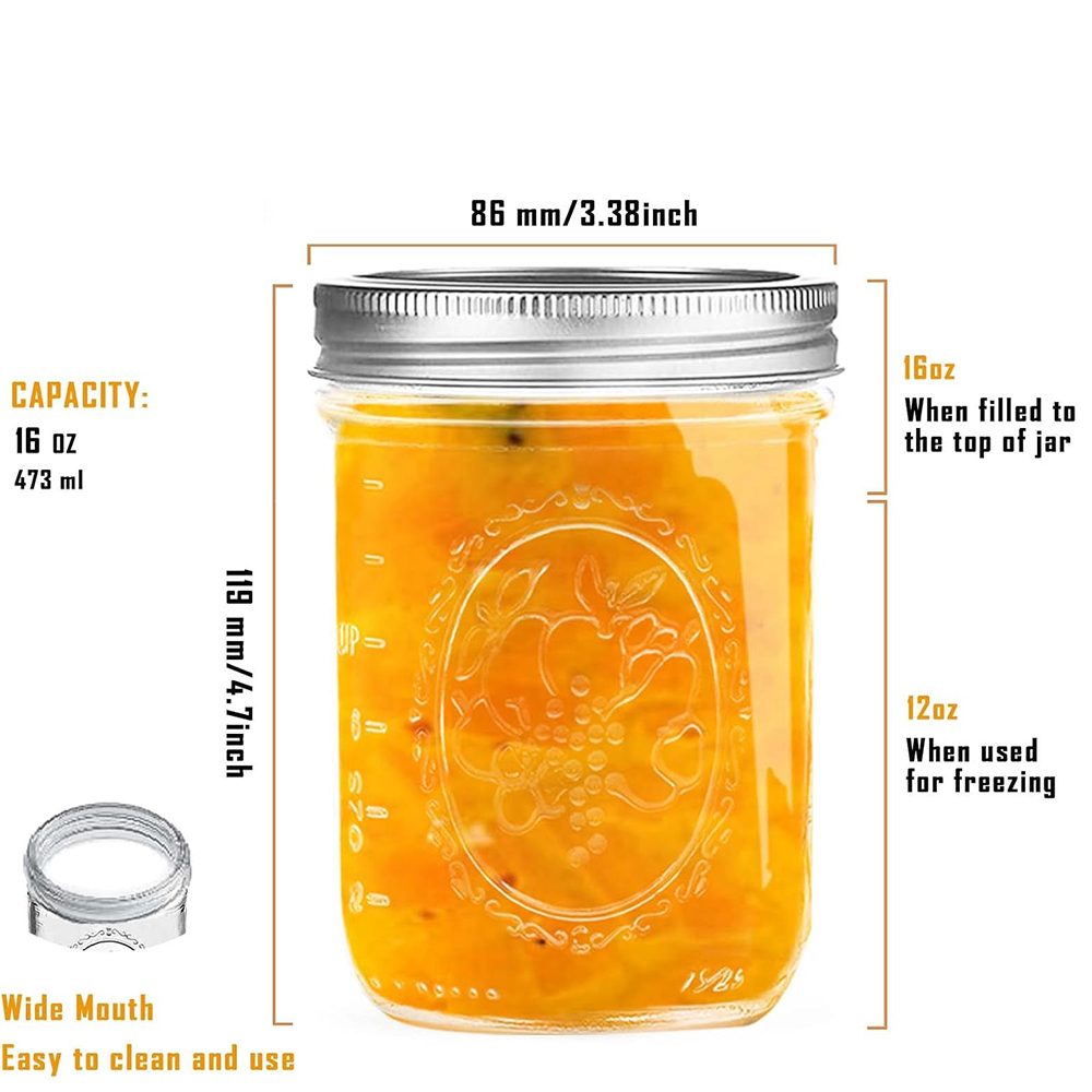 16oz Wide Mouth Mason Jars wit - огляд і ціна Mason Jar Wide Mouth