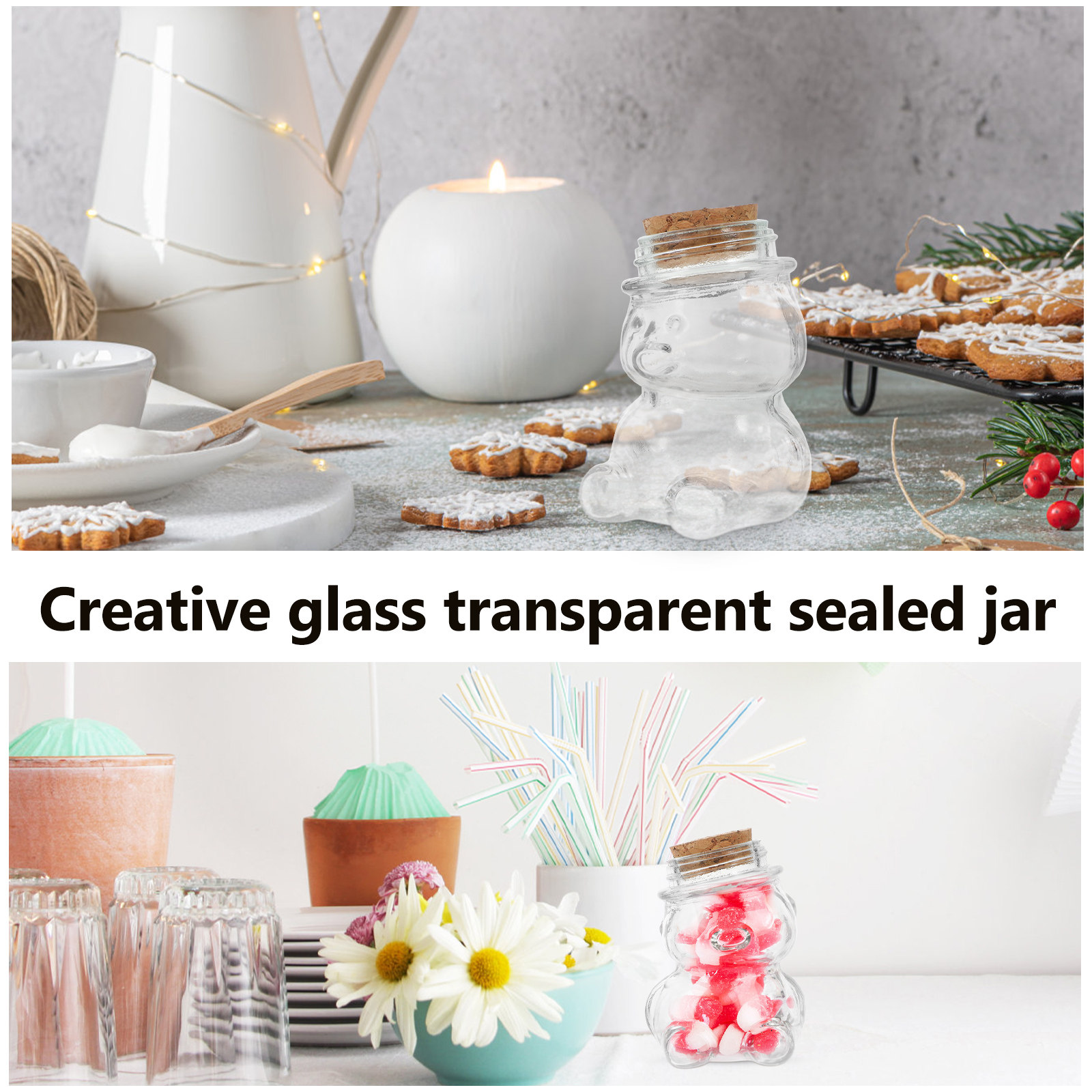 4Pcs Glass Candy Jar Set Trans - огляд і ціна Food Storage Containers Glass