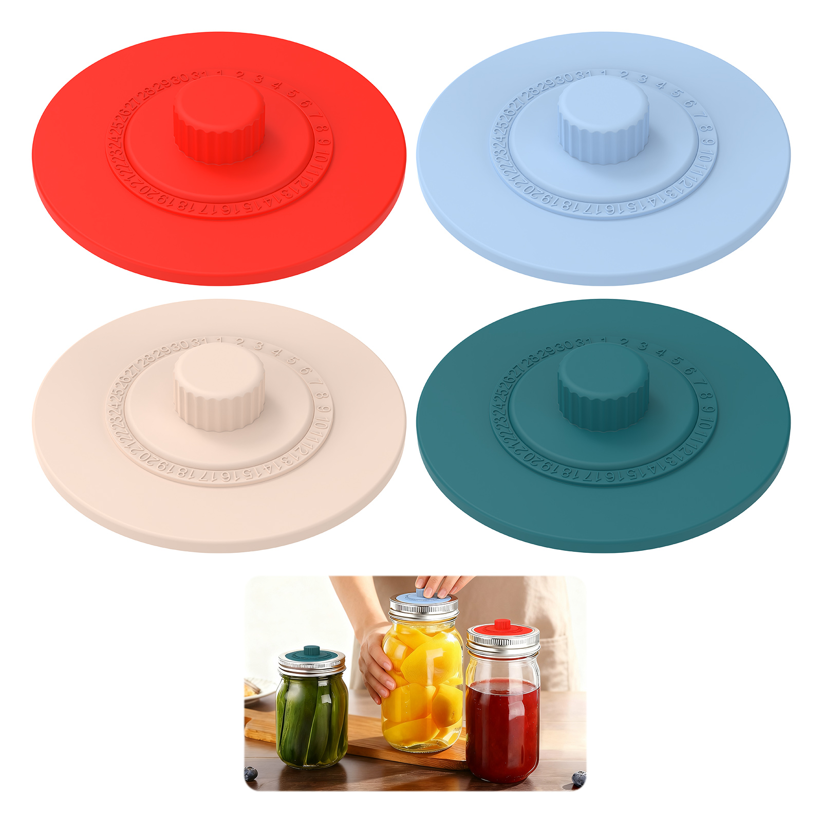 4 Pcs Silicone Fermentation Li - огляд і ціна Mason Jar Wide Mouth