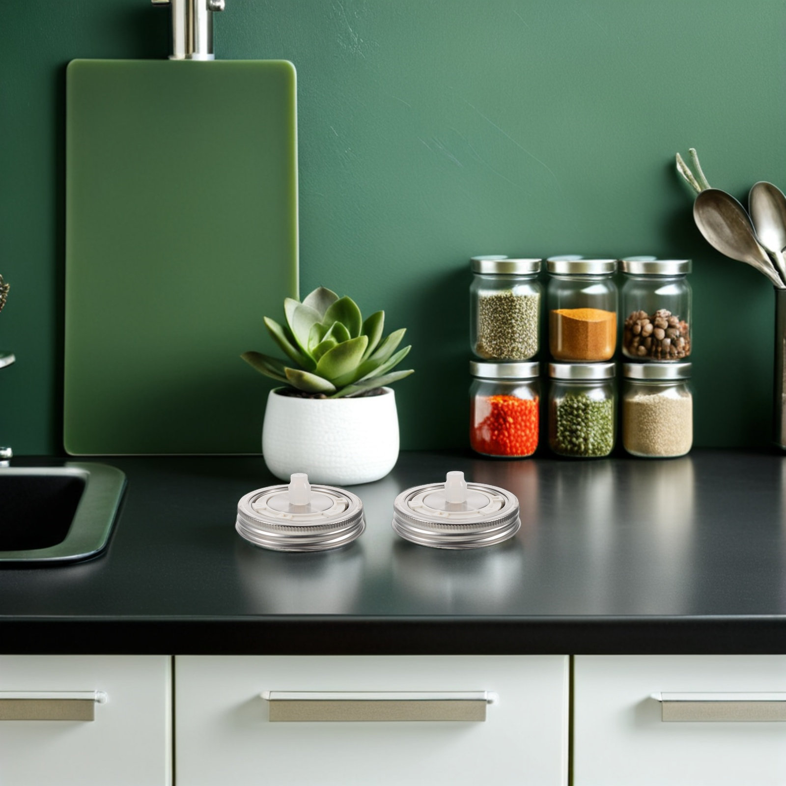 2Pcs Airlock Fermentation Lids - огляд і ціна Mason Jar Wide Mouth