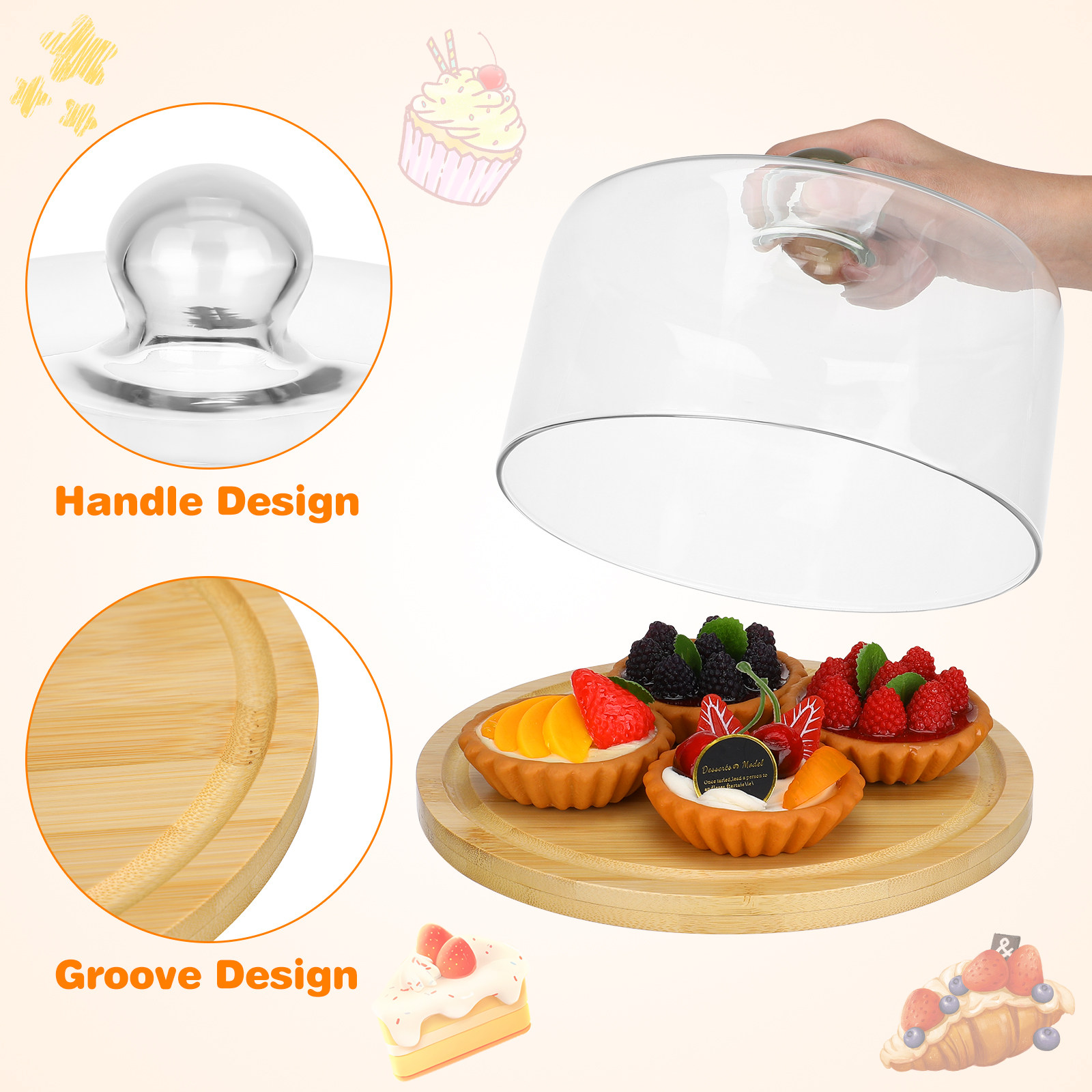 1Set Cake Glass Dome Protectiv - огляд і ціна Food Storage Glass